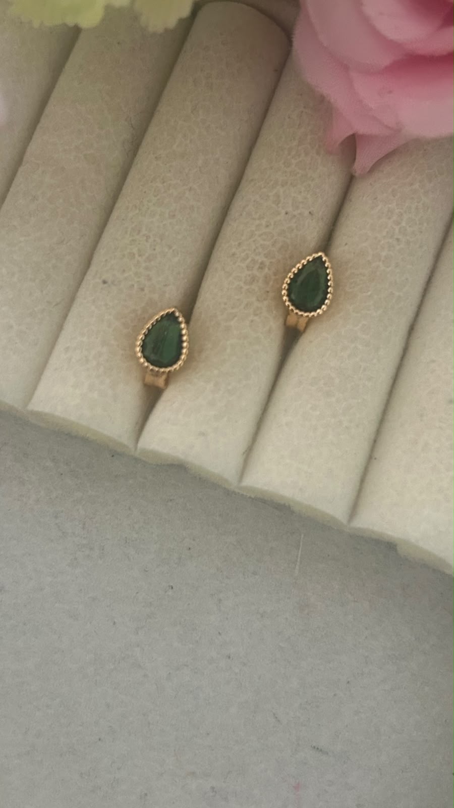 Premium CZ Teardrop Bali Earrings in ROSEGOLD Finish in small size