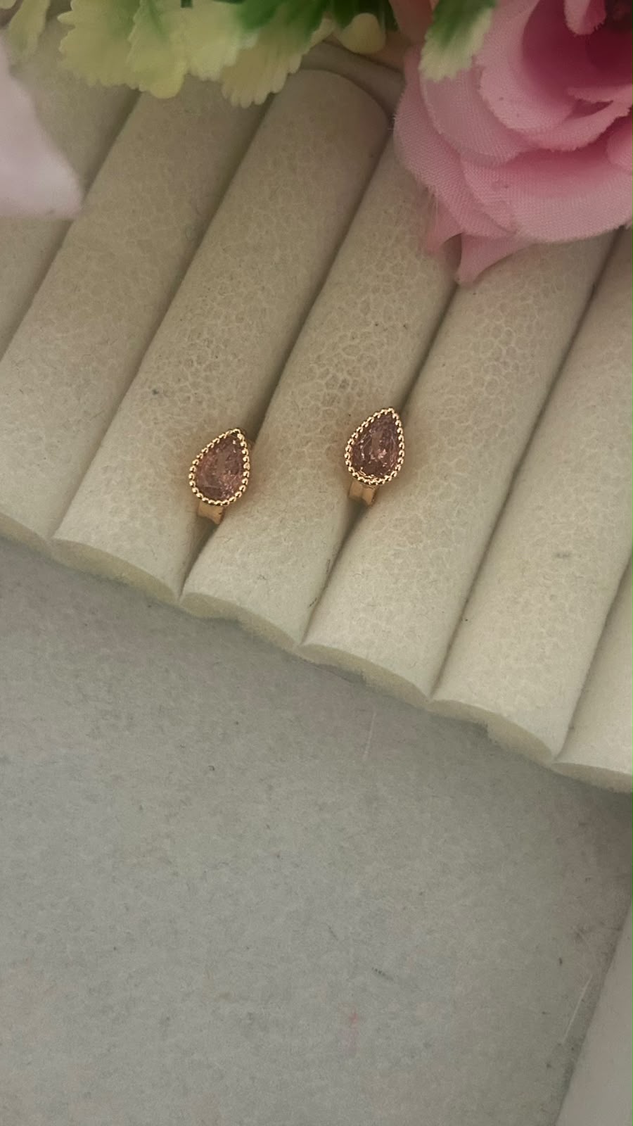 Premium CZ Teardrop Bali Earrings in ROSEGOLD Finish in small size