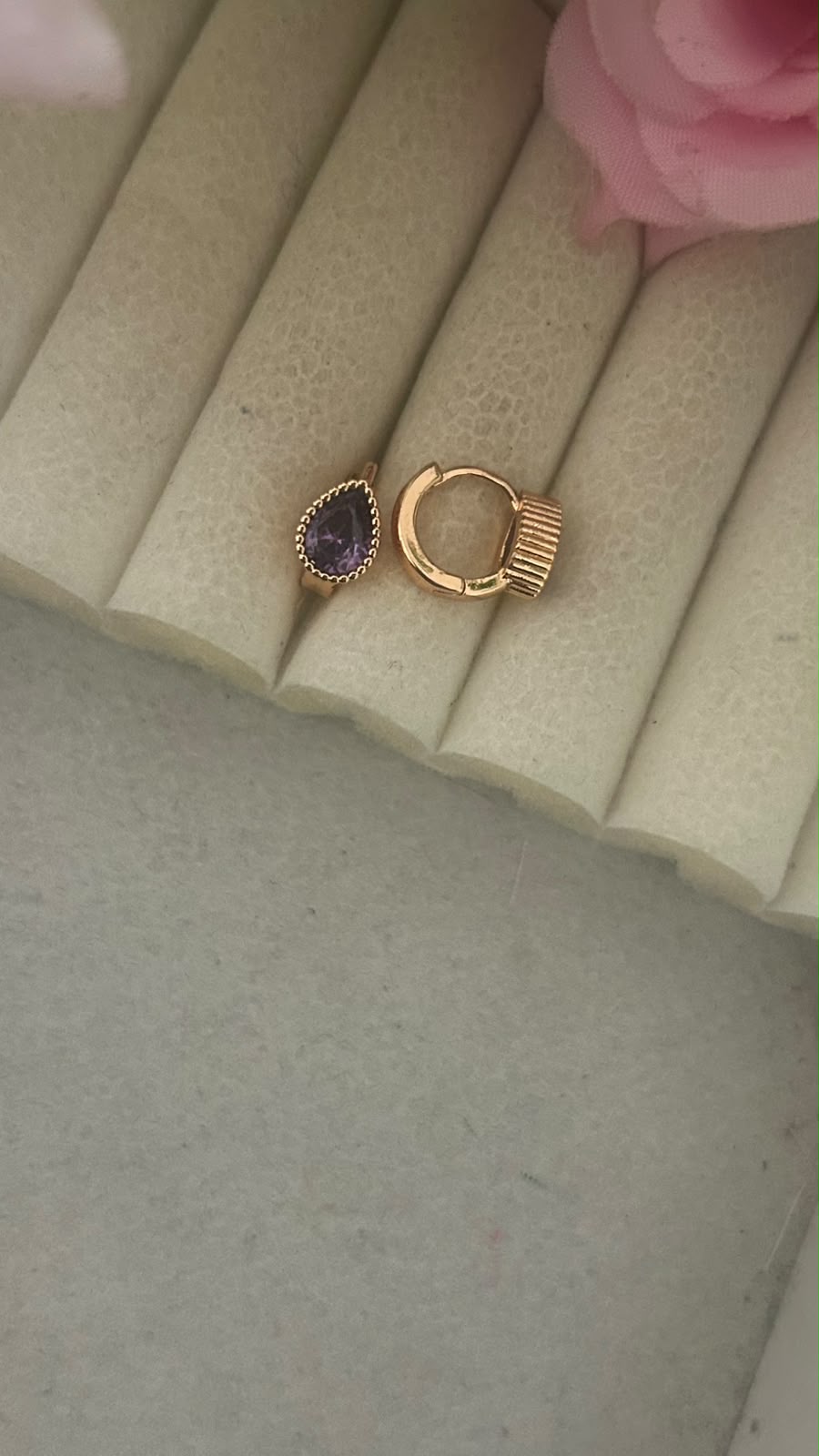 Premium CZ Teardrop Bali Earrings in ROSEGOLD Finish in small size