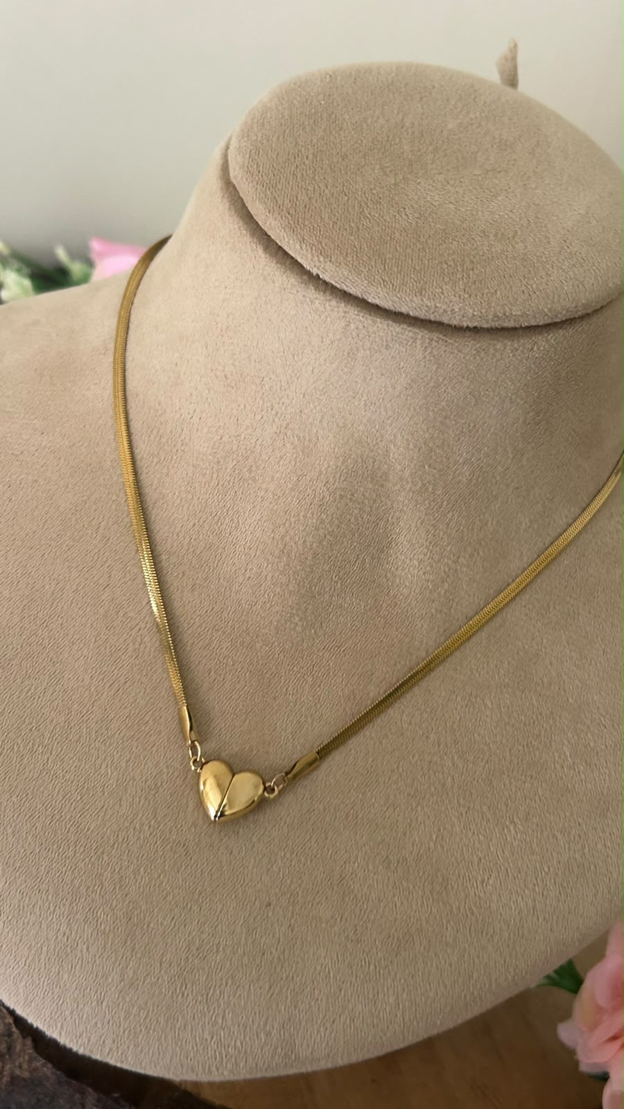 Stainless Steel Gold Heart Magnetic Pendant Chain