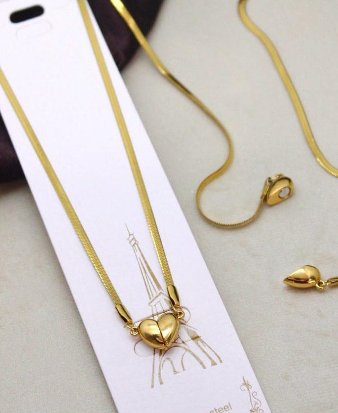Stainless Steel Gold Heart Magnetic Pendant Chain