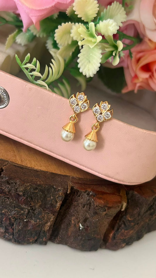 Panchaloham Stone Pearl Drop Earrings with polish
