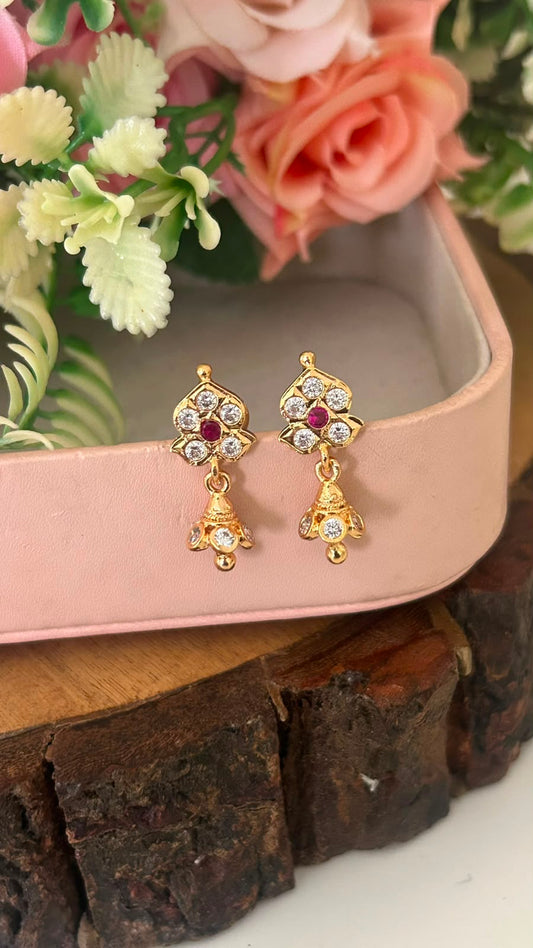 Ruby Center Panchaloham Jhumka Earrings with polish