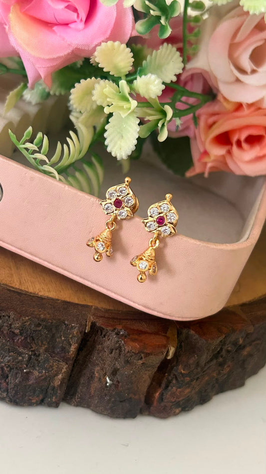 Ruby Center Panchaloham Jhumka Earrings with polish