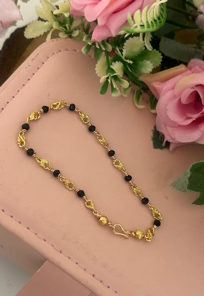 Panchaloham Unpolished Govardhana Mudi Black Crystal Bracelet | 7.5 Inch Comfortable Fit for 2.6 & 2.8 Bangle Size