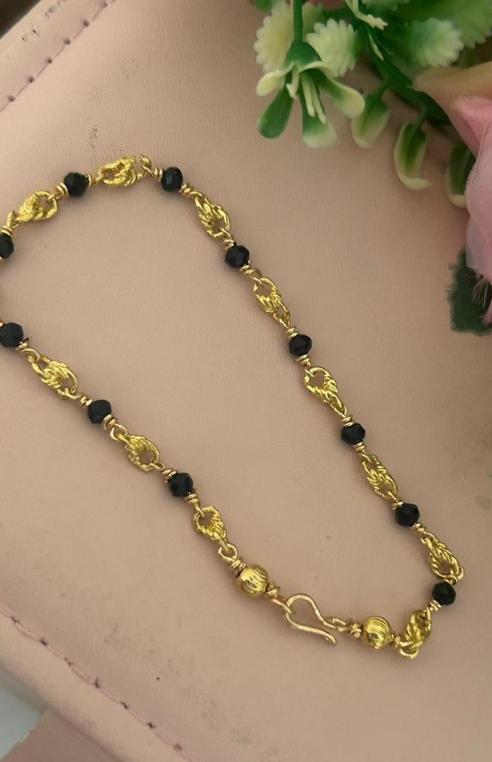 Panchaloham Unpolished Govardhana Mudi Black Crystal Bracelet | 7.5 Inch Comfortable Fit for 2.6 & 2.8 Bangle Size