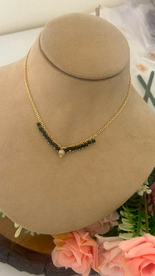 Trendy Look Chain with Black Beads & Stone Ball Pendant