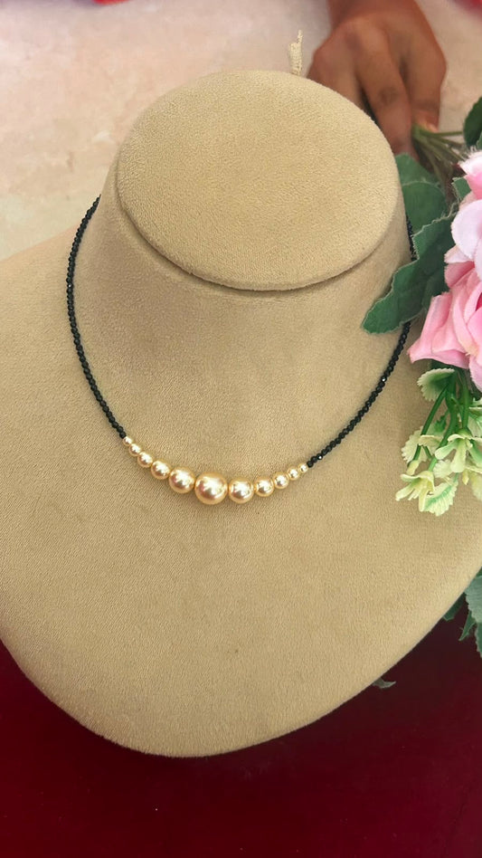 Elegant Invisible Black Beads Necklace with Graduated pearl for Women