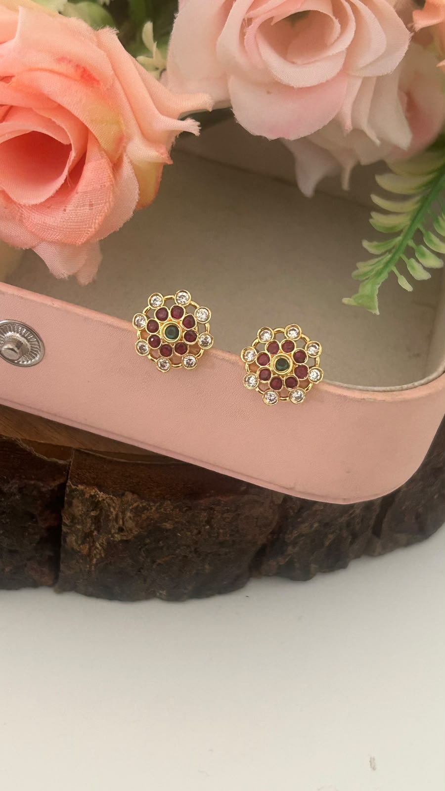 Panchaloham Polished Multistone Round Stud Earrings