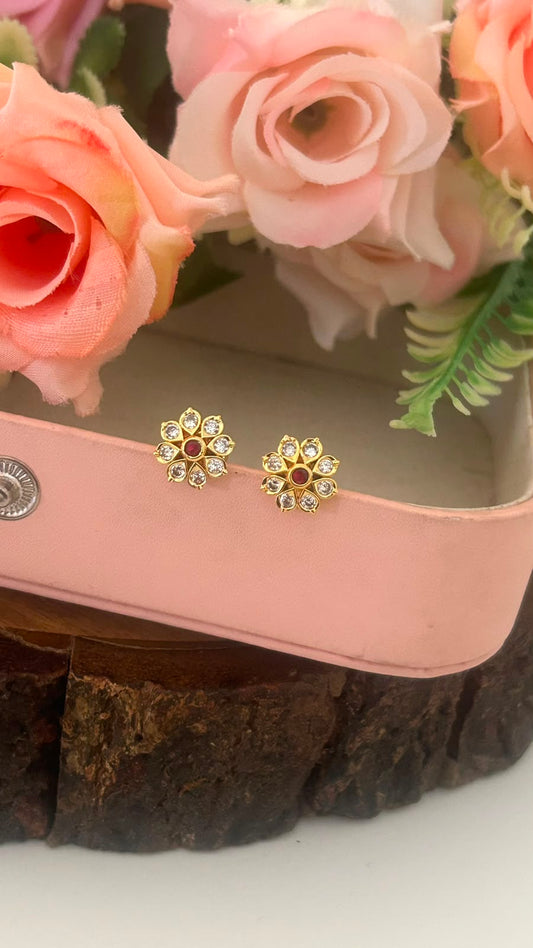 Panchaloham Polished Eight-Petal Studs