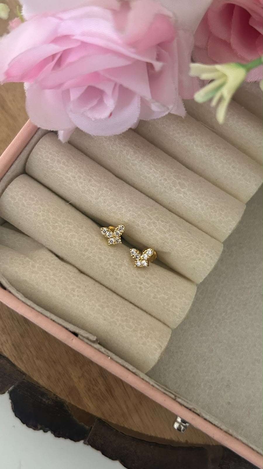 Mini Butterfly Stone Screwback Earrings for Women & Kids