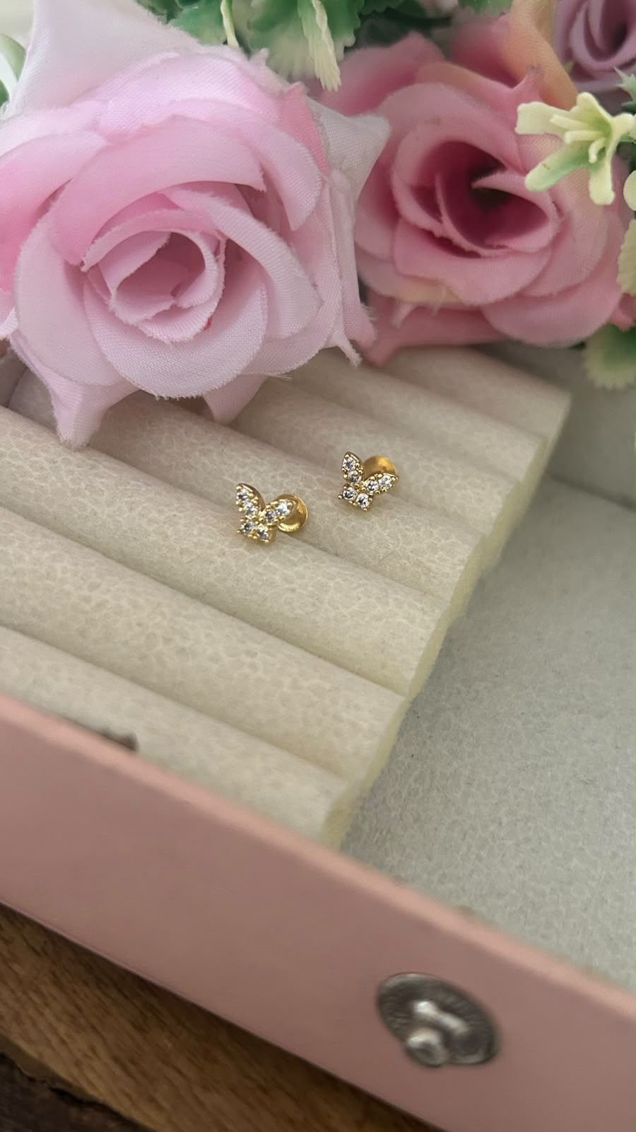 Mini Butterfly Stone Screwback Earrings for Women & Kids