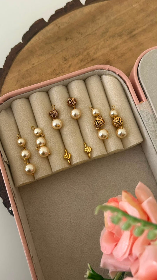 3-in-1 Changeable Pearl Hanging Earrings with Plain Hook