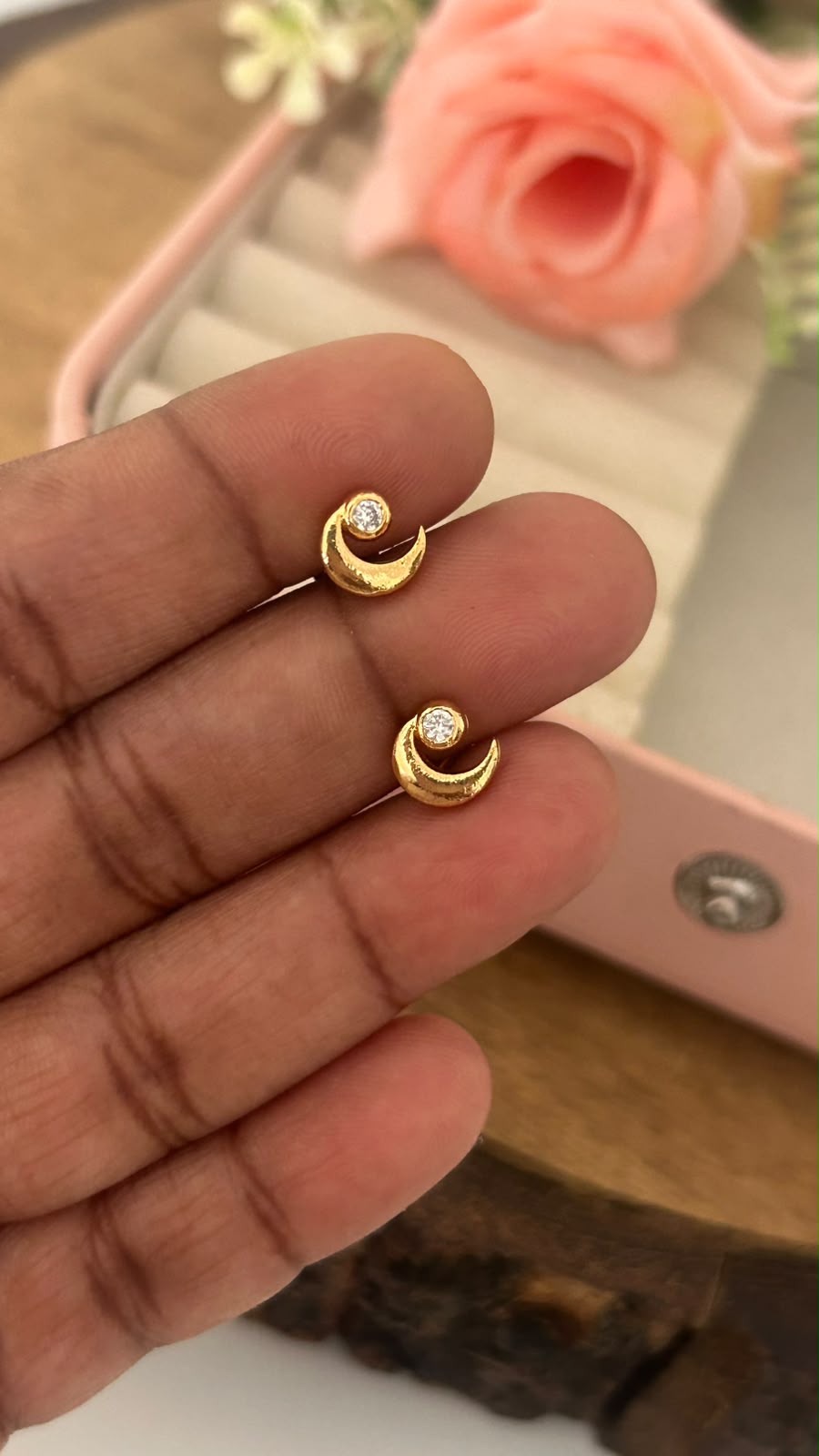 Panchaloham Crescent Moon Stud Earrings for Women