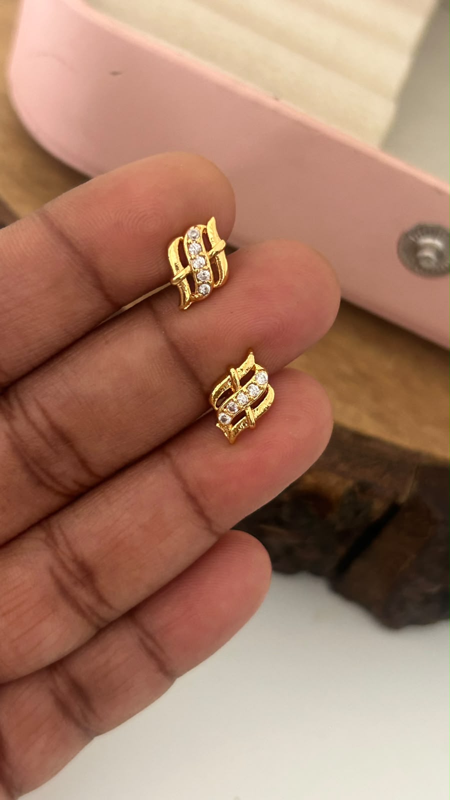 Panchaloham Leaf Stud Earrings for Women | Gold Finish Traditional Jewelry