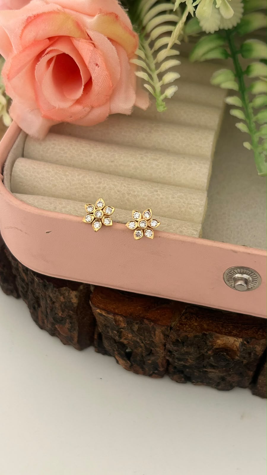 Tiny Floral Panchaloham Ear Studs | Gold Finish Everyday Earrings