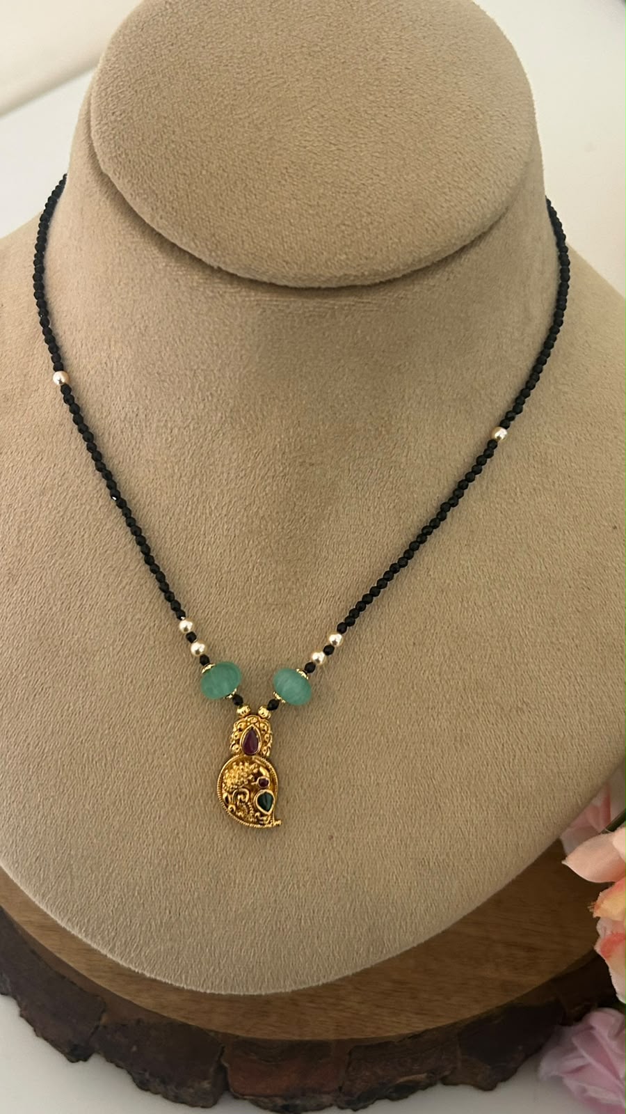 Traditional Temple Jewellery Mangalsutra with Mango Pendant | 15 Inch