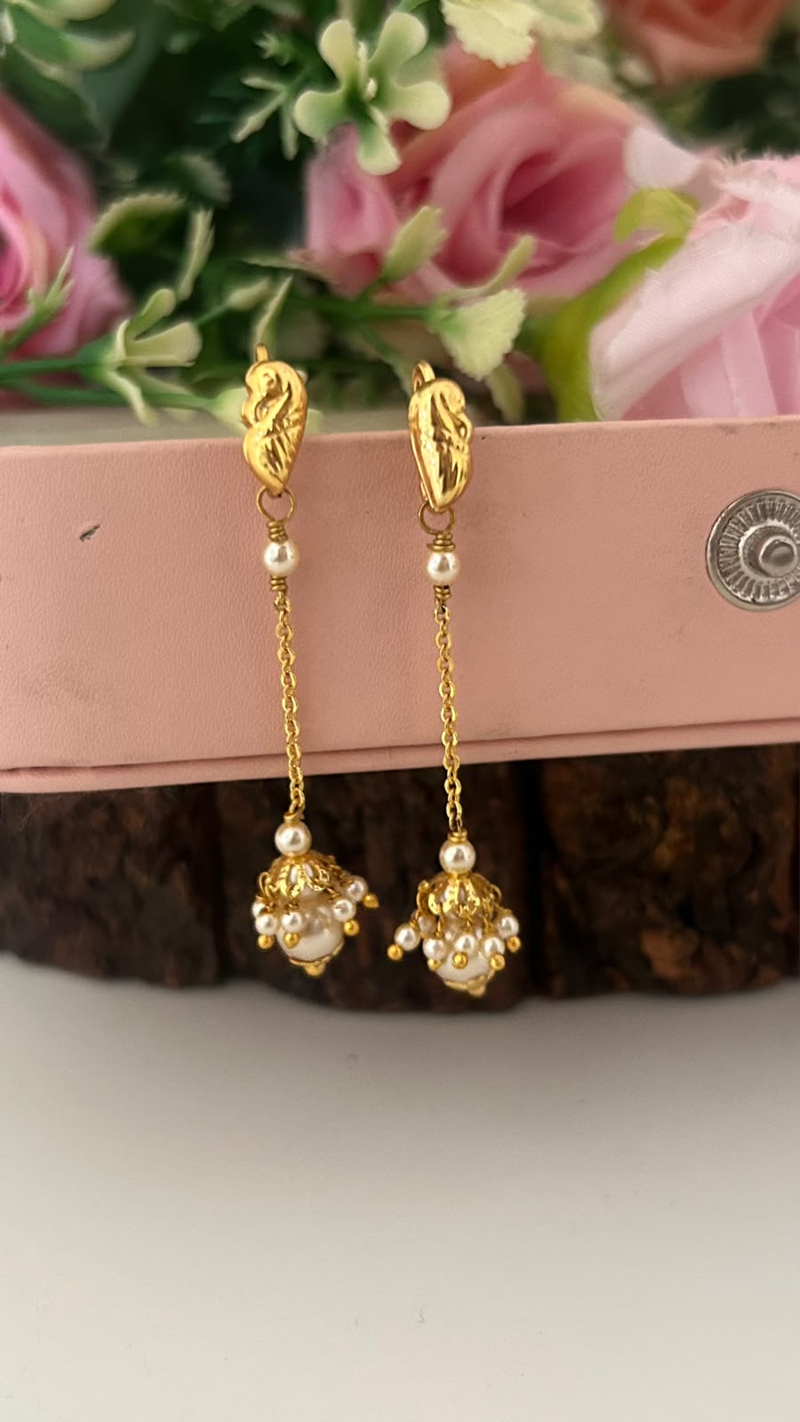 Traditional Pearl Jhumka Hook Earrings – Lightweight Ethnic Wear
