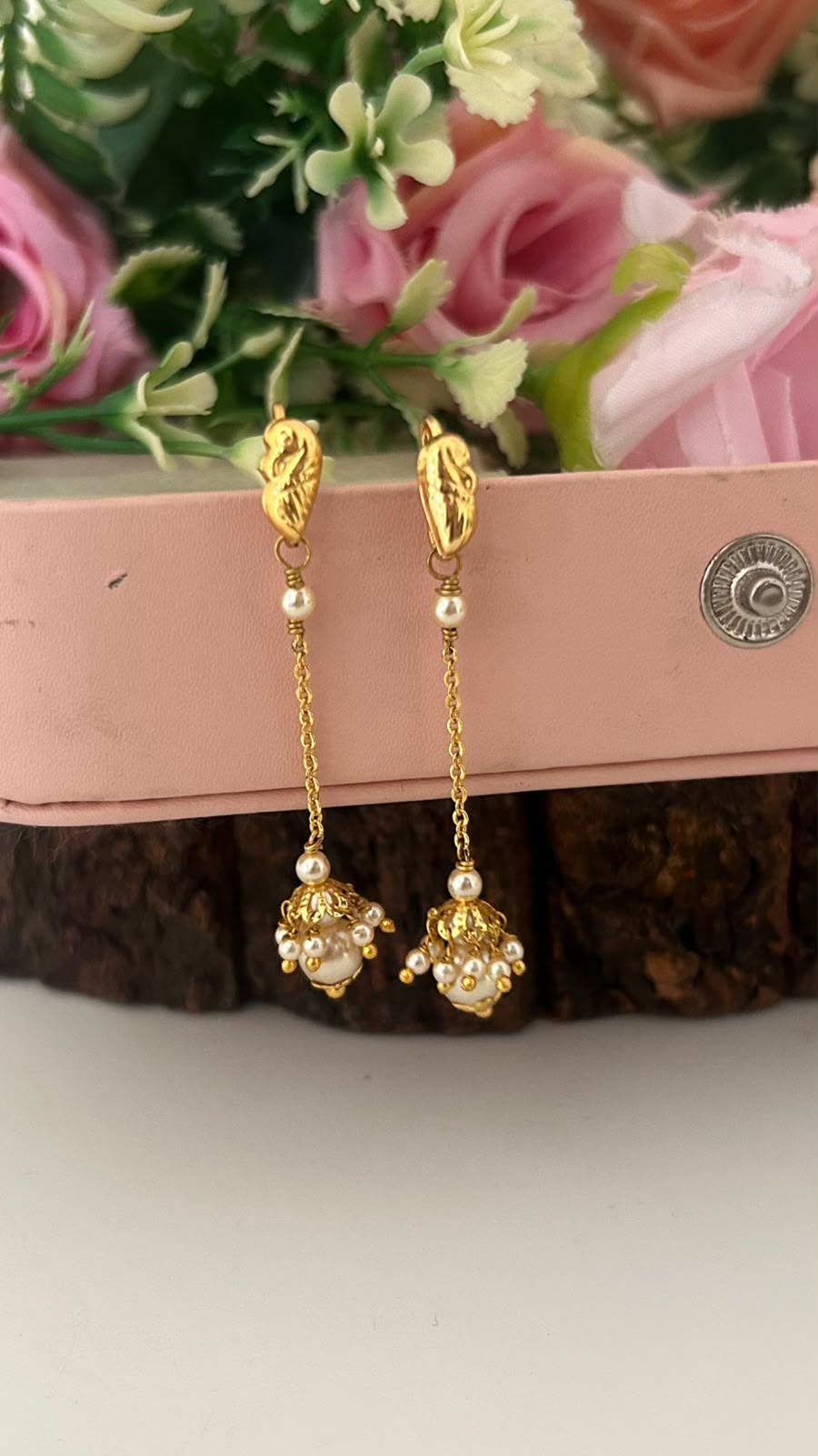 Traditional Pearl Jhumka Hook Earrings – Lightweight Ethnic Wear