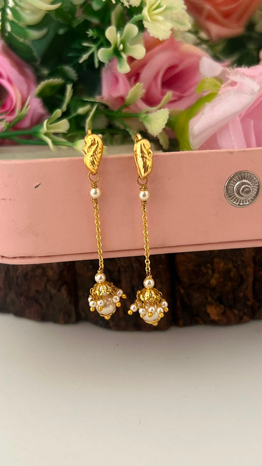 Traditional Pearl Jhumka Hook Earrings – Lightweight Ethnic Wear