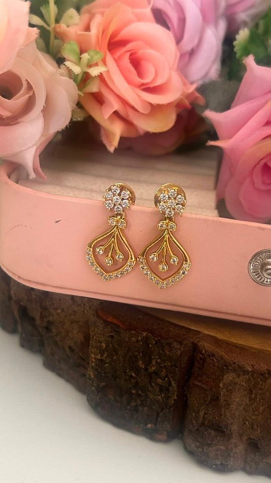 Leaf Design Drop Earrings | Elegant Party Wear Earrings in pushback