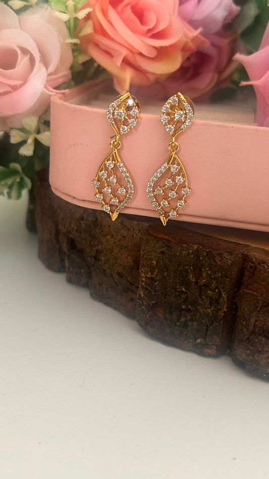 Crystal Leaf Drop Earrings for Women in pushback