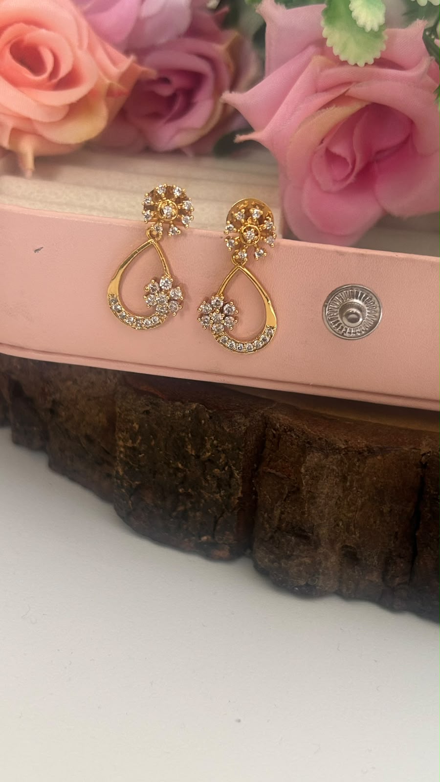Floral Teardrop Earrings | Elegant Designer Drop Earrings for Women in pushback