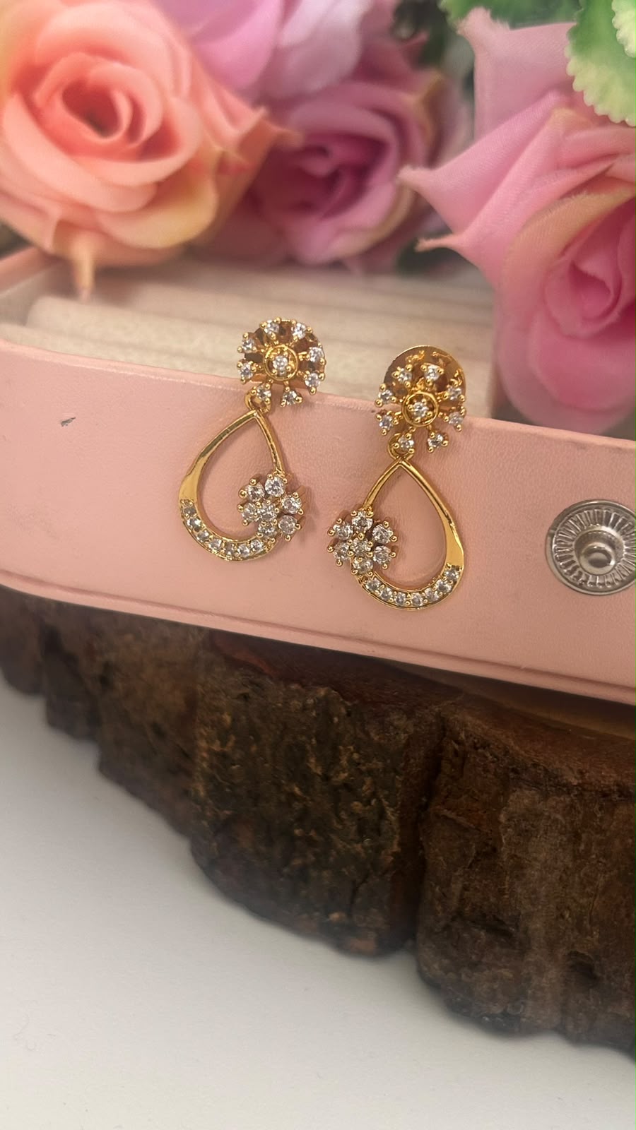 Floral Teardrop Earrings | Elegant Designer Drop Earrings for Women in pushback