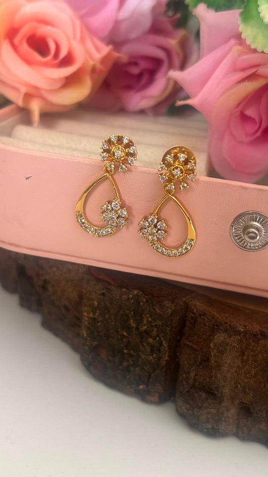 Floral Teardrop Earrings | Elegant Designer Drop Earrings for Women in pushback