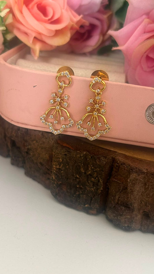 Elegant Crystal Flower Drop Earrings in pushback