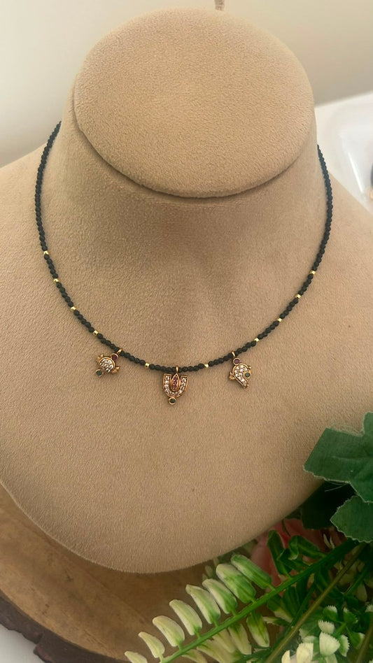 Black Beads Tirunamam Design Mangalsutra | 14–15 Inches