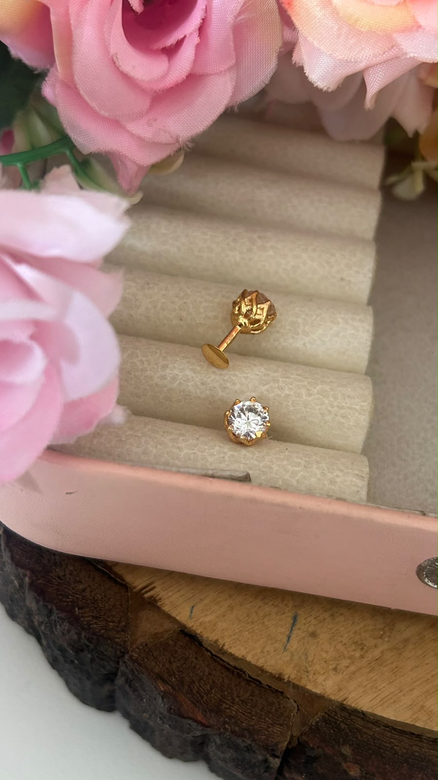 Panchaloham Classic Round Stud Earrings – Gold Polish