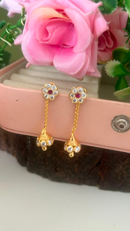 Panchaloham Elegant Floral Hanging Earrings with Stones