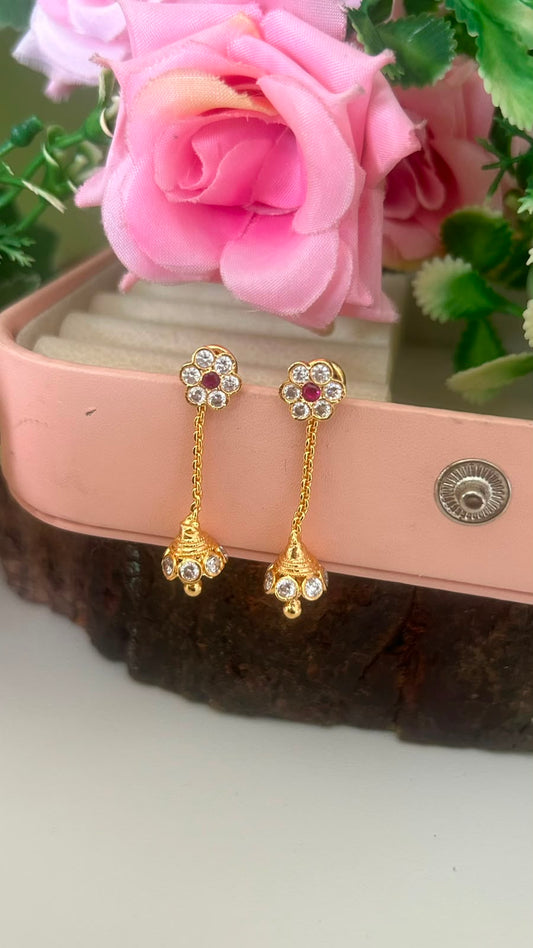 Panchaloham Elegant Floral Hanging Earrings with Stones