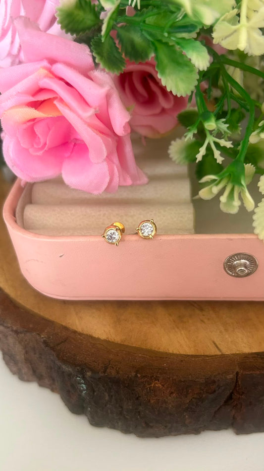Panchaloham Round Medium Size Stud Earrings with Gold Polish