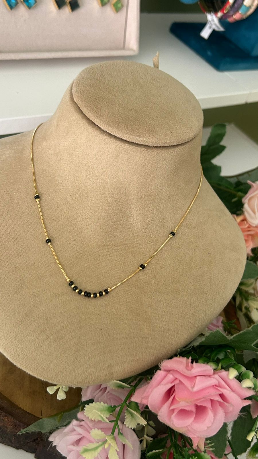 Black Beads Mangalsutra Chain | Minimalist Gold-Plated Traditional Necklace