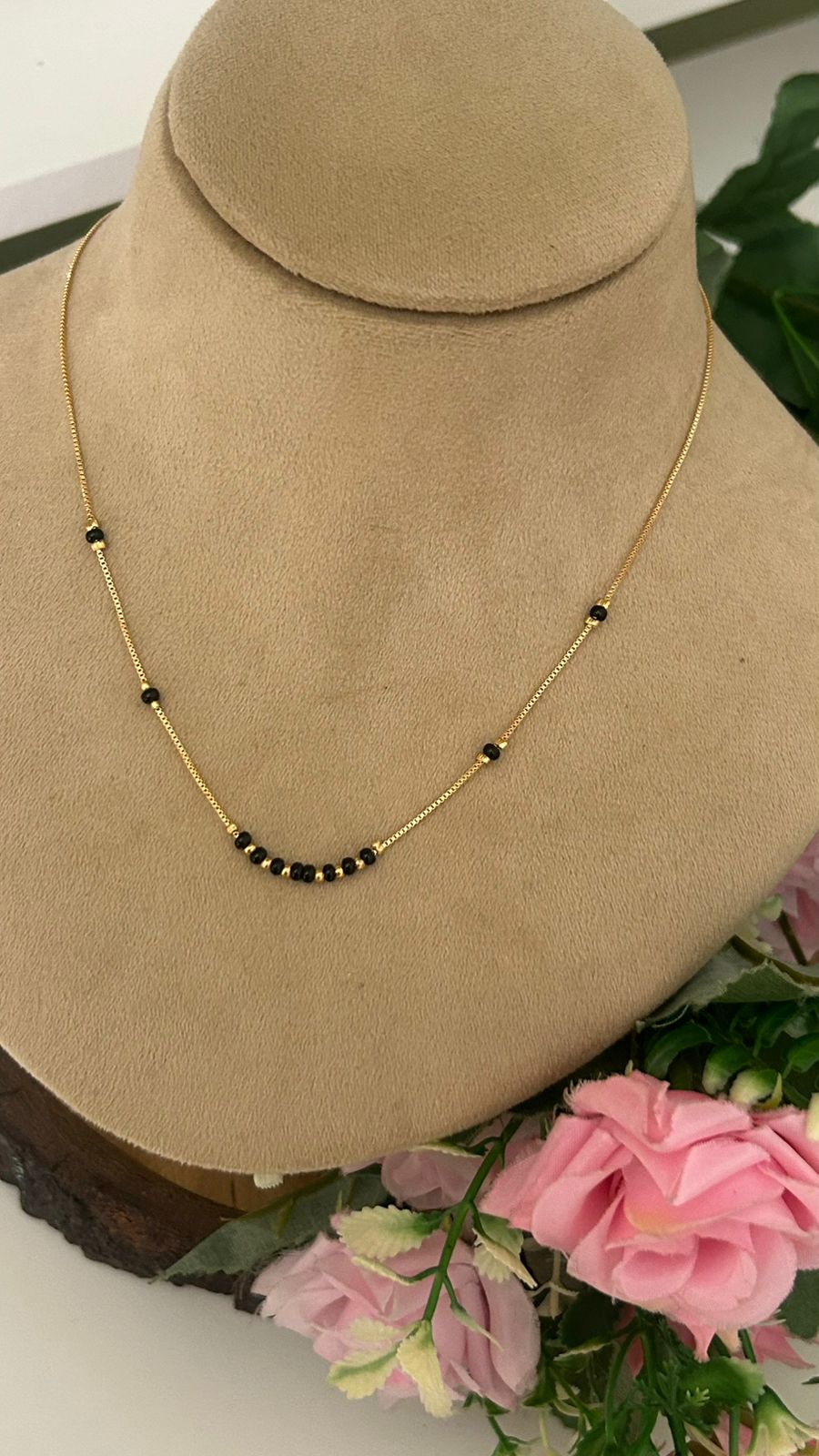 Black Beads Mangalsutra Chain | Minimalist Gold-Plated Traditional Necklace