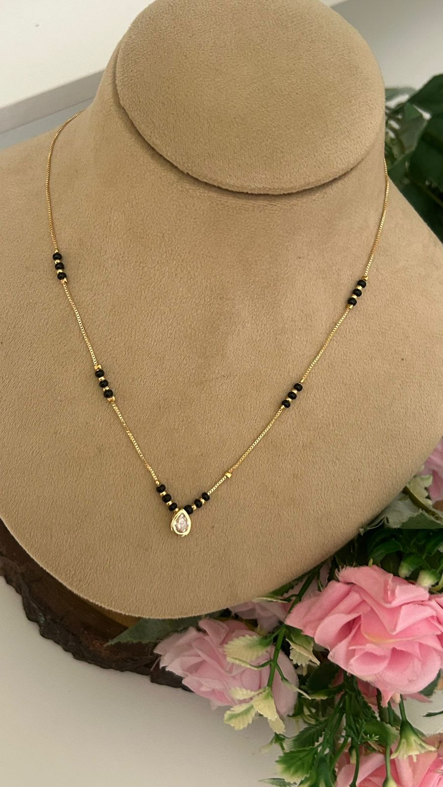 Minimalist Gold Plated Short Mangalsutra with Sunburst Floral Charm