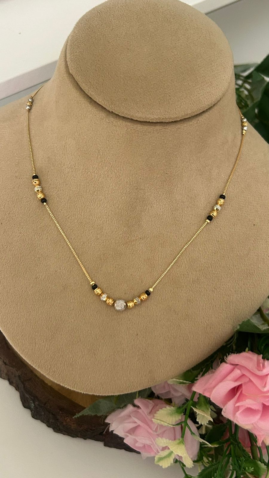 Minimalist Tri-Tone Silver and Gold Bead Mangalsutra