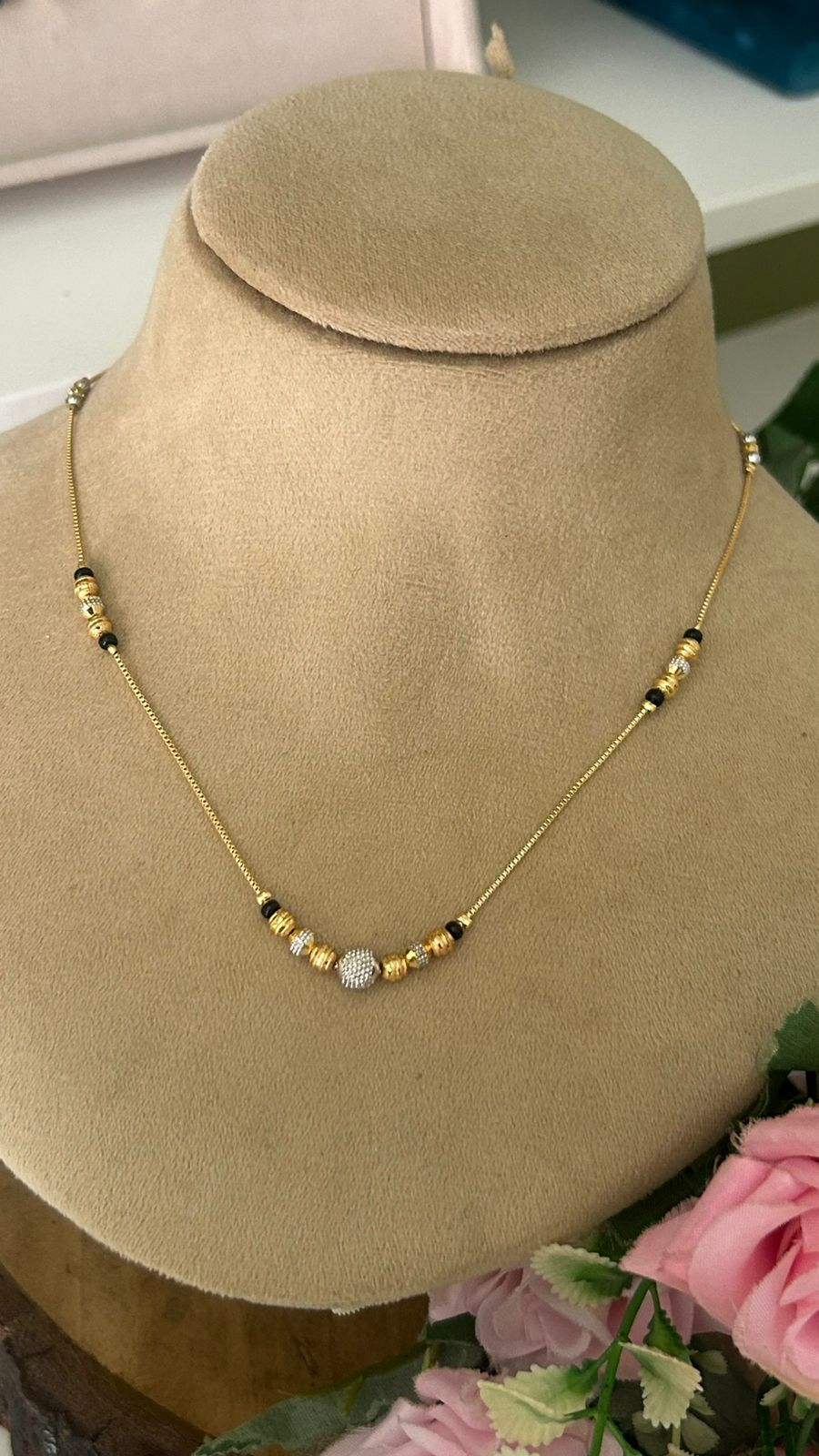 Minimalist Tri-Tone Silver and Gold Bead Mangalsutra