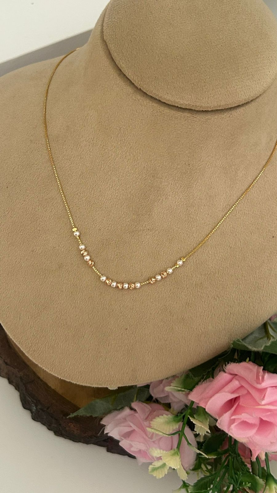Dainty Pearl Station Chain Necklace without Pendant