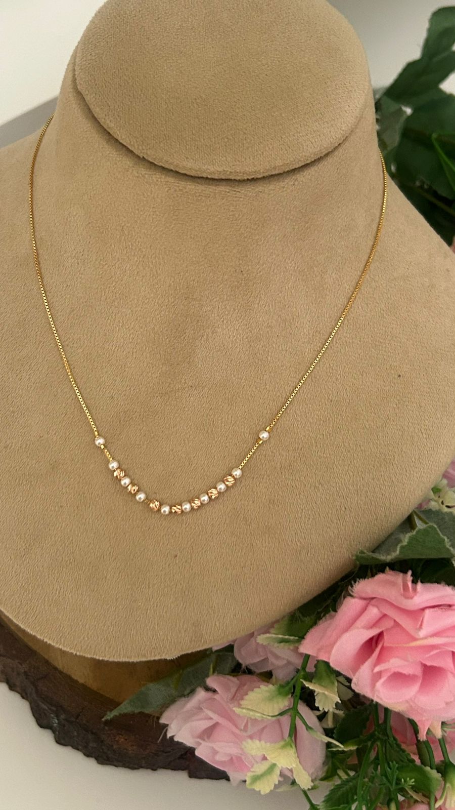 Dainty Pearl Station Chain Necklace without Pendant