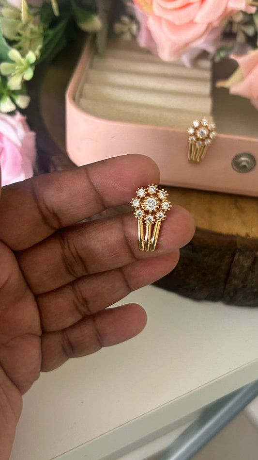 Panchaloham J Type full white Floral Polished Drop Earrings