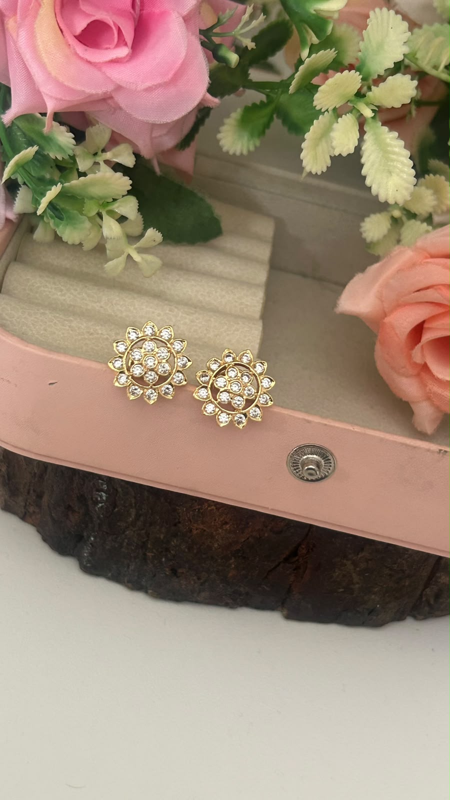 Elegant Floral Panchaloham Gold Polish Earrings for Women