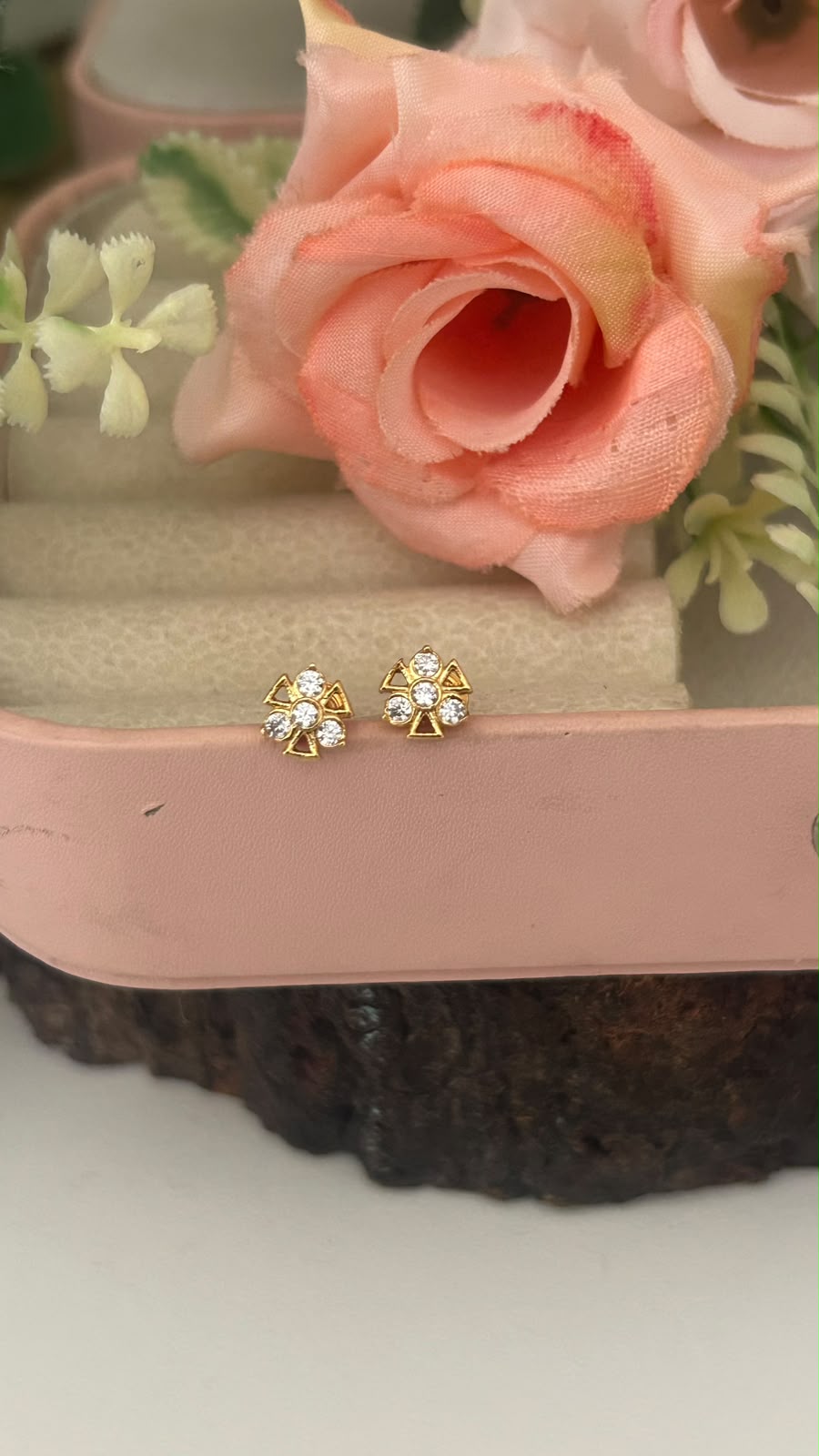 Premium Gold Plated Panchaloham CZ Stone Small Tops / Studs