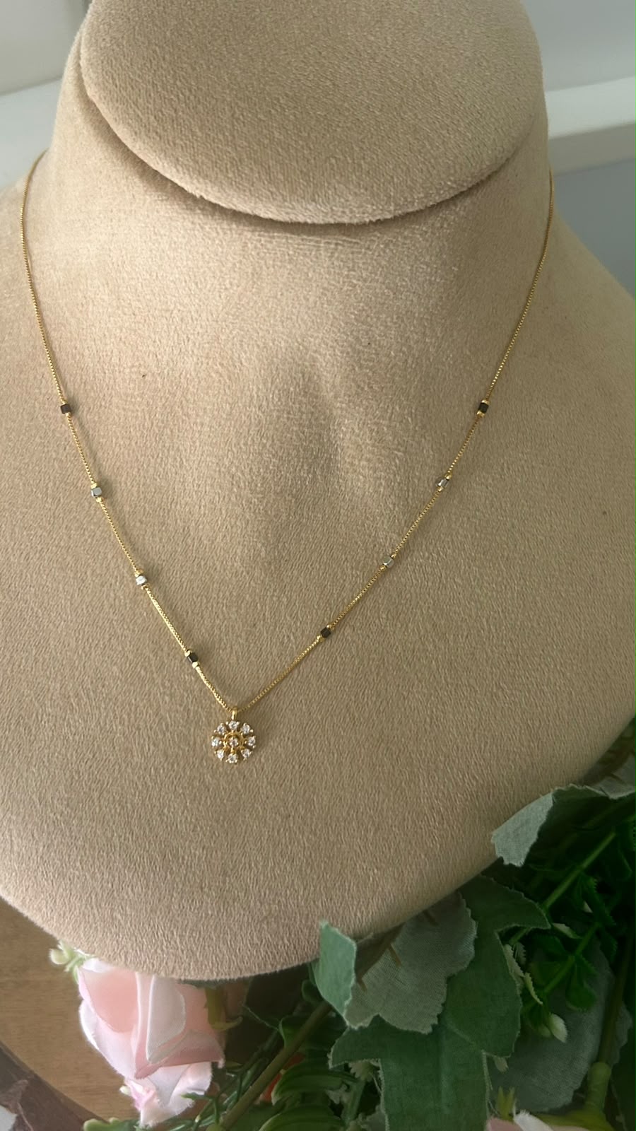 Black Beaded Mangalsutra Necklace with Gold & Silver Beads | Sleek Lightweight Chain with Floral Pendant