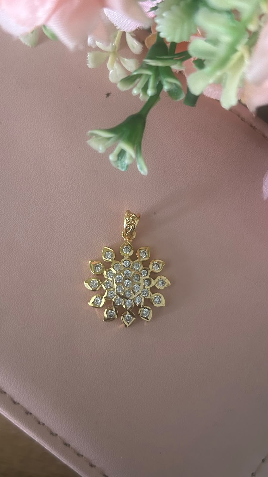 Panchaloham Polished  full white Stone Studded Floral Locket | Elegant Gold Finish Pendant
