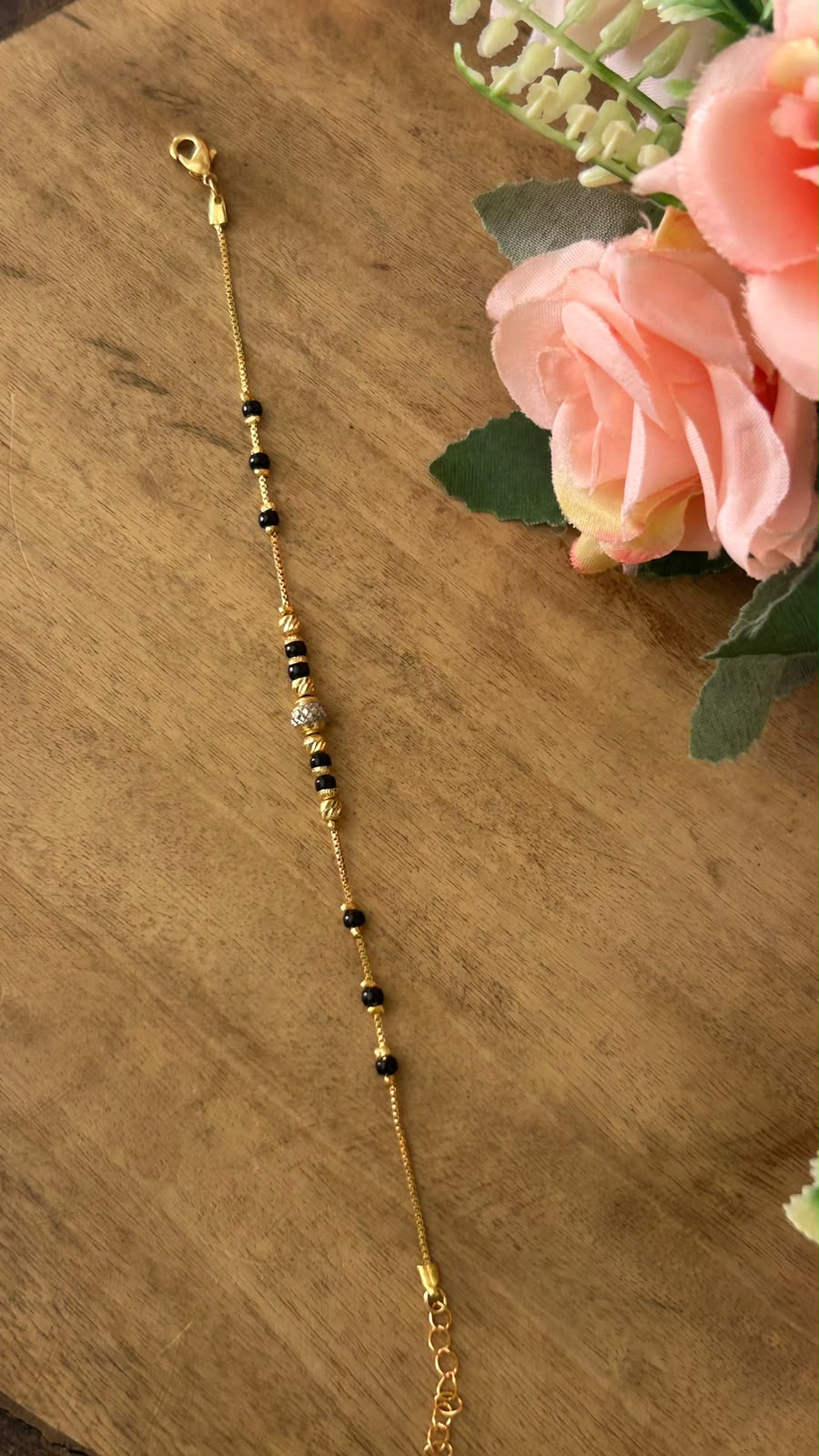 Dainty Two Tone Hand Mangalsutra with Silver and Gold Accent Beads