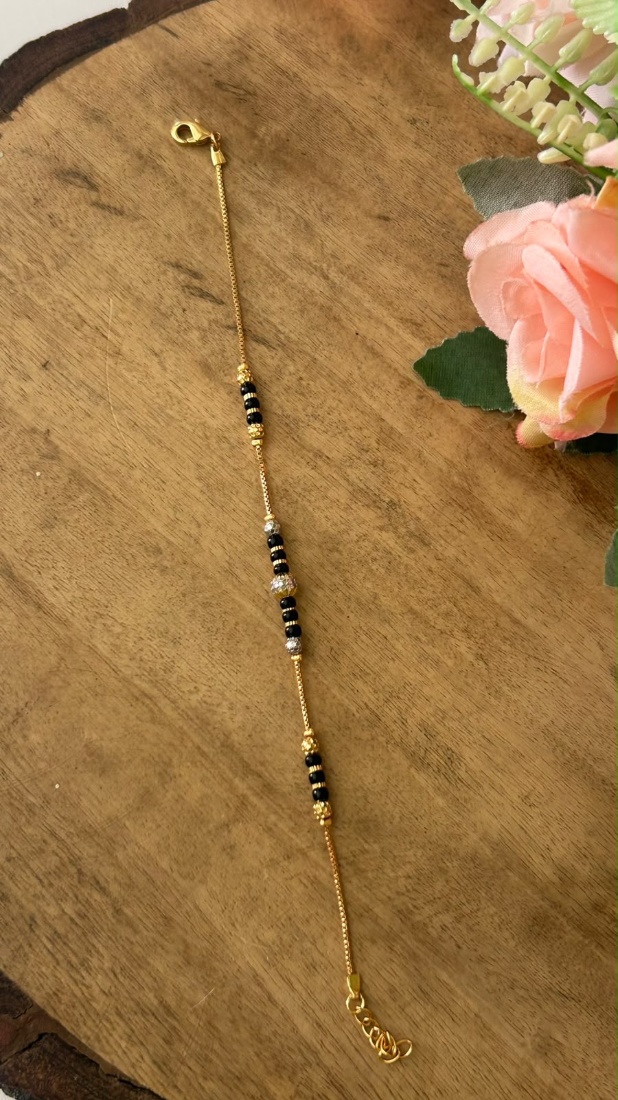 Elegant Multi Tone Nazariya Bracelet with Textured Sphere Centerpiece