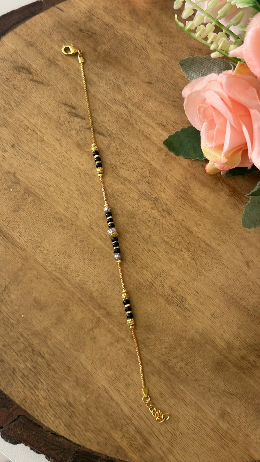 Elegant Multi Tone Nazariya Bracelet with Textured Sphere Centerpiece